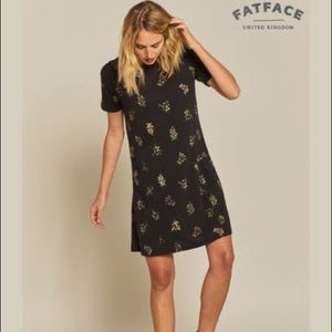 Fat Face Black Cream Simone Floral Dress NWOT
